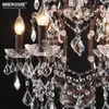 American Style Crystal Pendant Light Staircase Retro Rust Color Chandelier Suspension Lamp 6 Lights Crystal Drop Lustre for Cafe Hotel decor