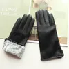 Bickmods New Women's Leather Gloves Autumn and Winter Warm Velvet Lining Straight Style Black Sheepskin Gloves297z