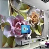 3D Flower Wallpapers in rilievo TV in rilievo sfondo muro divano soggiorno resina pittura decorativa carta da parati stereoscopica 3D