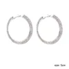 Luxury Crystal Full Rhinestone Large Hoop Earring Classic Big Circle Huggies Silver Plated Fashion Earrings For Women Jewelry