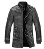 Men's Leather & Faux Standing Collar High Quality Jacket For Men Slim Warm Mens Washed Motorcycle Biker Jackets1