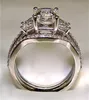 Vintage 10k ouro branco 3ct laboratório diamante anel define 925 prata esterlina bijou noivado anéis de banda de casamento para mulheres homens jóias2453726