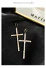 S1630 Fashion Jewelry Asymmetric Rhinstone Pearls Cross Earrings Cross Dangle Earrings