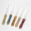 Kit de nectar pour fumer avec pointe d'ongle en quartz, mini tuyau en verre de 10mm, Micro ensemble de nectars en silicone