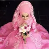 2020 Muzułmańskie Modest Suknie Ślubne Koronki Aplikacja Długie Rękawy Sweep Pociąg Tulle Custom Made Plus Size Vestido de Novia