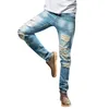 Jeans pour hommes mode Streetwear Vintage couleur maigre décontracté automne Denim coton droit déchiré trou pantalon pantalon 4 17322D