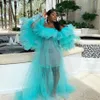 Illusion Maternity Dresses See Through Women Off Shoulder Half Sleeves Ruched Tulle Prom Dress for Po Shoot Baby Shower1930283