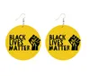 Black Lives Matter zeggen Trendy Women Print Sieraden Natuurlijke Wood Drop Oorbellen Melanin Poppin Afro Power Fist Pattern 12 Pairs Free Ship