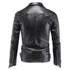 Aowofs Mens Läderjackor Svart Motorcykel PP Skull Leather Jackor Rivets Zipper Slim Fit Quilted Punk Jacket Biker Coat 5XL