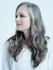 Wavy gray ponytail hair extension for women wraps around clip in real hair human hair grey hairpiece salt and pepper grey and white