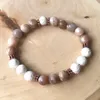 MG0929 bloem sunstone stretch armband witte lava etherische olie diffuser armband natuurlijke edelsteen pols pols mala armband