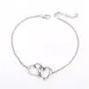 Retro Punk New Summer Fashion Anklets Wild Love Heart-shaped Double-hearted Anklet Lady Anklet Wholesale