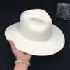 100 Damen-Wollfilzhüte, weiße Fedoras mit breiter Krempe für Hochzeit, Party, Kirchenhüte, Pork Pie-Fedora-Hut, Floppy Derby, Triby-Hüte, Base8314499