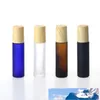 Frosted Black Clear Blue Amber 10 ml Metal Roller Parfum Flessen voor Essential Oils Rolling 1 3 Oz Roll-on Glas Parfum Injectieflacons