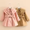 Ragazze del bambino Autunno Bambini Trench Manica lunga Colletto con risvolto Moda Trench Cappotti Capispalla solido con fasce Costume17751431