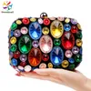 Purple Luxury Crystal Women Evening Bags Clutch Party Purse Ladies Wedding Bridal Diamond Beading Handbag 2020 New1320U