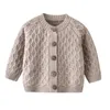 Ins baby truien single breasted baby cardigan lange mouw pasgeboren gebreide trui mode jas boutique babykleding 3 kleuren DW5793