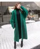 Kvinnorsullblandningar Teddy Bear Long Coat Ladies Vintage Faux Fur Cardigan Outwear Tjock varm mjuk solid lös mjuk höst 2020