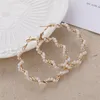 Moda Rodada torcida Branco Imitação Pérola brincos de ouro Big geométrica irregular pérola brincos para mulheres jóia do casamento