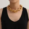 Punk Chain Choker Necklaces Collar Hip Hop Chunky Chokers Gold Color Thick Chain Statement Necklace for Women Men Jewelry Gift 2PC341k