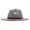 Leopard Fedora Hats for Women imitacja wełna fedoras panama poczuł kapelusz zima mężczyzn Jazz Hats Trilby Chapeau femme caps8879087