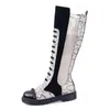 Femmes S Lewilly Snake Match Knee High Winter High Heel Chaussures Retro Knight Boots Boots de racine de talon