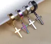 4 Colors Allergy Free Cross Ear Clasp Fashionable Titanium Punk Ear Studs Stainless Steel Earrings Wholesale Free Ship