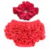 2020 12 do bebê Cor Satin Ruffle Bloomers Pant Fralda Tampa Com Headband infantil Lace PP Calças da criança Crianças Ruffled Algodão Bloomers Roupa interior