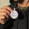 Hip Hop Iced Out Custom Picture Pendant Halsband med Rope Chain Charm Leaf Round Photo Pendant Smycken För Män Kvinnor