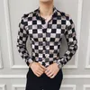 Men's Dress Shirts Classic Plaid Shirt Camisa Hombre Velvet Thick Section Slim Fit Streetwear Winter Men Stylish Party Long Sleeves