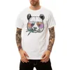 Summer 2020 New Casual Glasses Panda Print Short Sleeve T Shirt Men O-Neck Cotton Streetwear T-shirt Tops Tees Hip Hop US Size