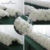 Decorative Flowers & Wreaths 60/55CM White Artificial Flower Row With Plastic Green Mesh Base Wedding Props Decoration Window Event Party Ta