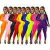 Fashion Women Jumpsuit Solid Color Long Sleeve Zipper Rompers Summer Bodycon Jumpsuits One Piece Bodysuit Night Club Romper Best Sale