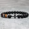 Charme Braceletes Noter 2021 Moda Homens Classic Cross Braslet Prayer Grânulos Natural Mapa Lava Tigre Eye Braclet Stone Tibetan Brazalete1