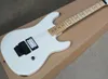 Fabriks direktförsäljning Vit elektrisk gitarr med Floyd Rose, Maple Fretboard, svart hårdvara, kan anpassas som förfrågan