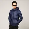 7 cores de alta qualidade homens inverno quente ultraleve encapuçado com capuz jaqueta clássico casual simples zíper À prova de vento impermeável casacos