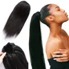 Trekkoord Menselijk Haar Paardenstaart 10A Natuurlijke Zwarte Afro Kinky Krullend Extension voor Vrouwen 100% Maagdelijke Braziliaanse Haar Clip in Straight