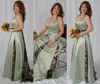 2022 Sage Camo Bruidsmeisje Jurken Lange Halter Top Ruched Plus Size Bruiloft Gastjurk Maid of Honour Prom Avondjurken Goedkope Feestjurk