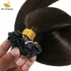 # 2 dunkelbraune italienische kesiche flache spitze humanhair verlängerung unsichtbares vorgebundenes haar 100 strands 12-30inch