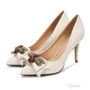 Trendy Women Pumps ribbon bowtie Big bees High-heeled Shoes bride Sexy Pointed wedding Shoes