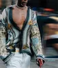 -2020 printemps chemise imprimée numérique mode hommes chemises bohème Homme concepteur col en V Tops261P