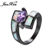 Junxin Boho Kvinnlig manlig whiteblue Fire Opal Rings for Women Black Gold Filled Pink Purple Zircon Marquise Ring Wedding Jewelry2297574