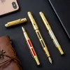 1 stcs Business Gold Fountain Pen Fijn Kantoor Writing Ink Pens 0,5 mm Nib School Stationery Gifts Supplies