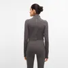 L-91 Front zipper Splice Running Jacket Women Sport coat Long Sleeve Yoga Jacket Elastic Slim Yoga Top Women Sport Shirt