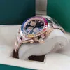 Klassieke 40 mm regenboogringhorlogeband voor heren en dames, automatisch mechanisch uurwerk van hoogwaardige roestvrijstalen horloges261L