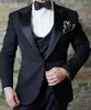 Fashion Black Peak Lapel Groom Tuxedos Wave point Groomsman Wedding Tuxedos Men Prom Jacket Blazer 3 Piece Suit(Jacket+Pants+Tie+Vest) 67