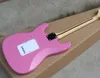 Guitarra elétrica rosa fábrica de fábrica com rejeitamento fretboard, pickguard branco, hardware cromado, 22 trastes, pode ser personalizado