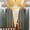 Luxury modern crystal chandelier for staircase gold/chrome home decoration loft chandeliers lighting fixtures AC 90-260V