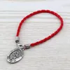 20st European och American Fashion Red Leather Armband Antique Silver Alloy "St Jude Thaddeus" Charms Armband B-65