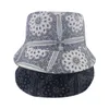 Nuevo Hip Hop Reversible Negro Azul marino Gris Blanco Paisley Patrón Cubo Sombreros Hombres Panamá Gorro Caps Dropshipping